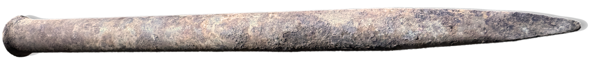 Hand-forged 1880s railroad spike uncovered on the Plenty on Bell property