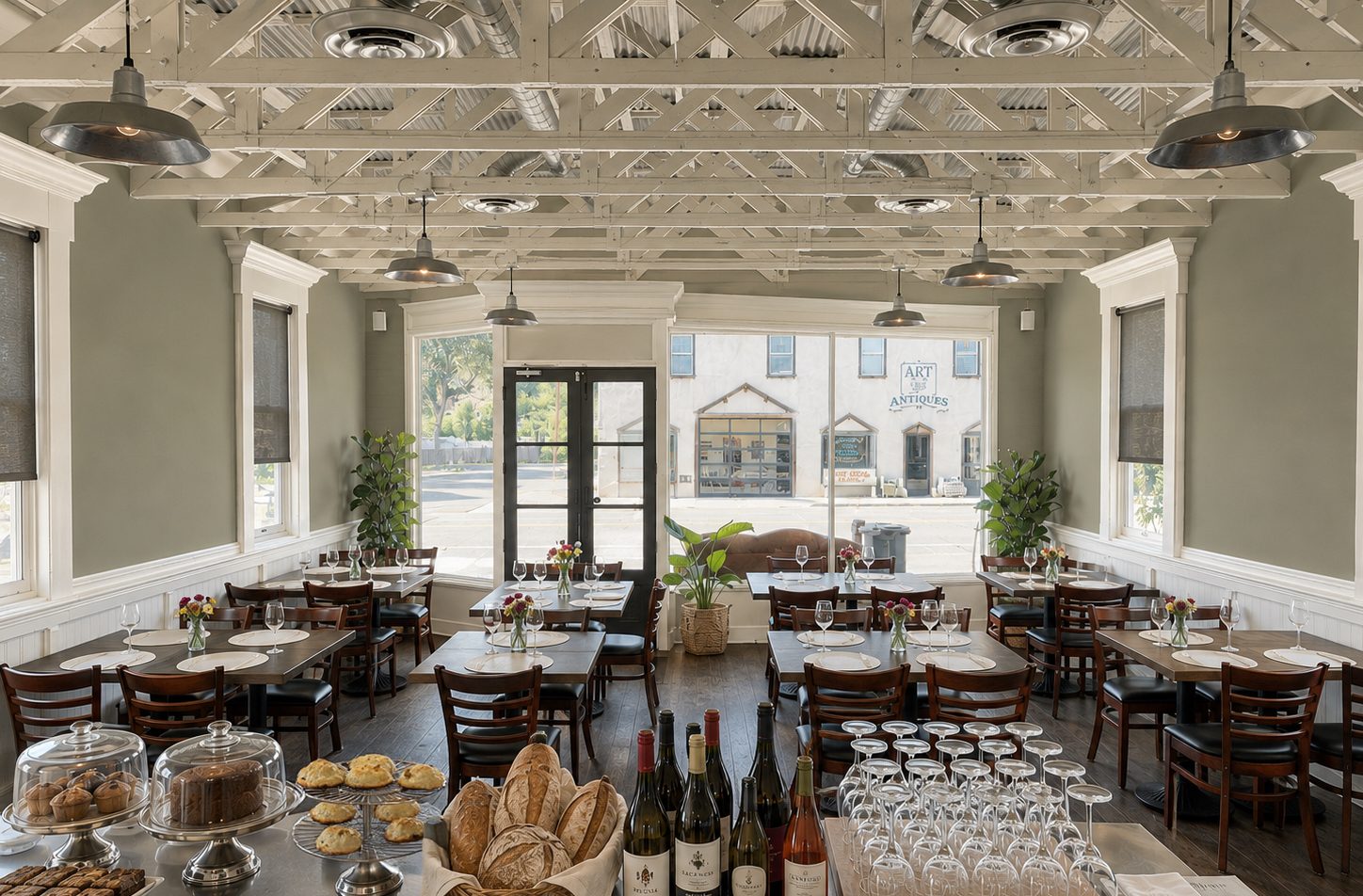Guests gathered at the communal table